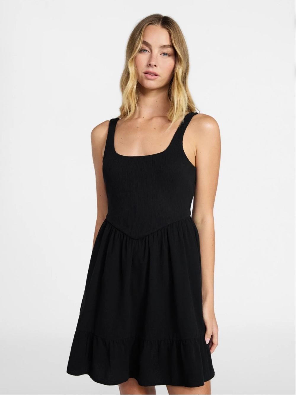 No Boundaries Black Scoop Neck Mini Dress